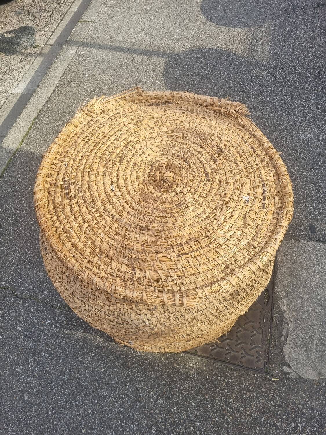 Vintage rattan grain basket