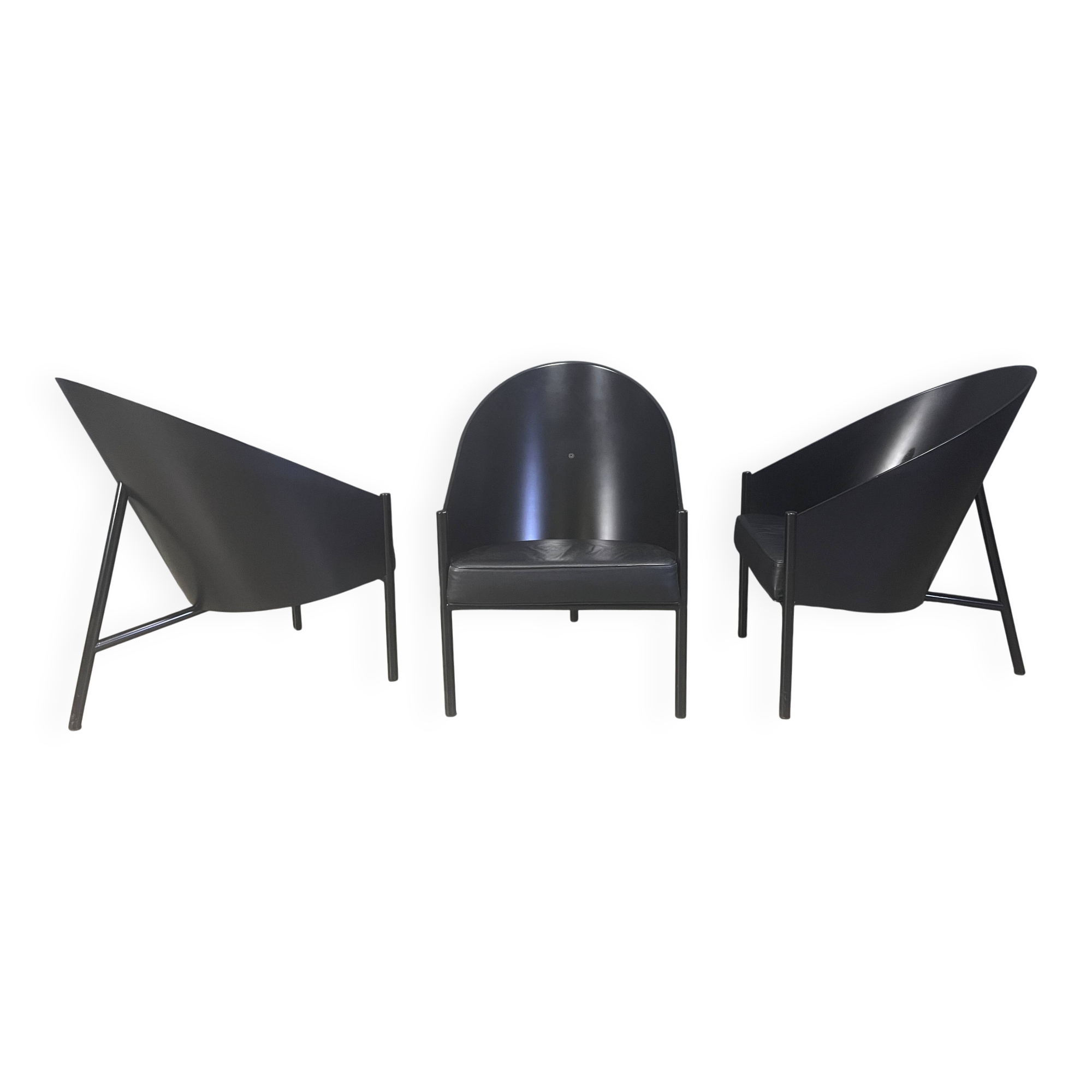 Ensemble de 3 chaises vintage Pratfall par Philippe Starck pour Driade, 1982