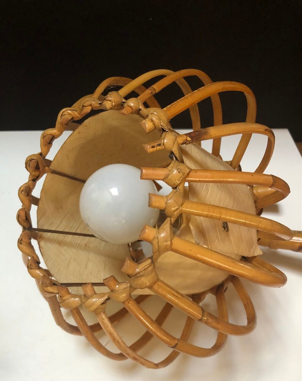 Vintage rattan wall lamps 60s, sold by 2