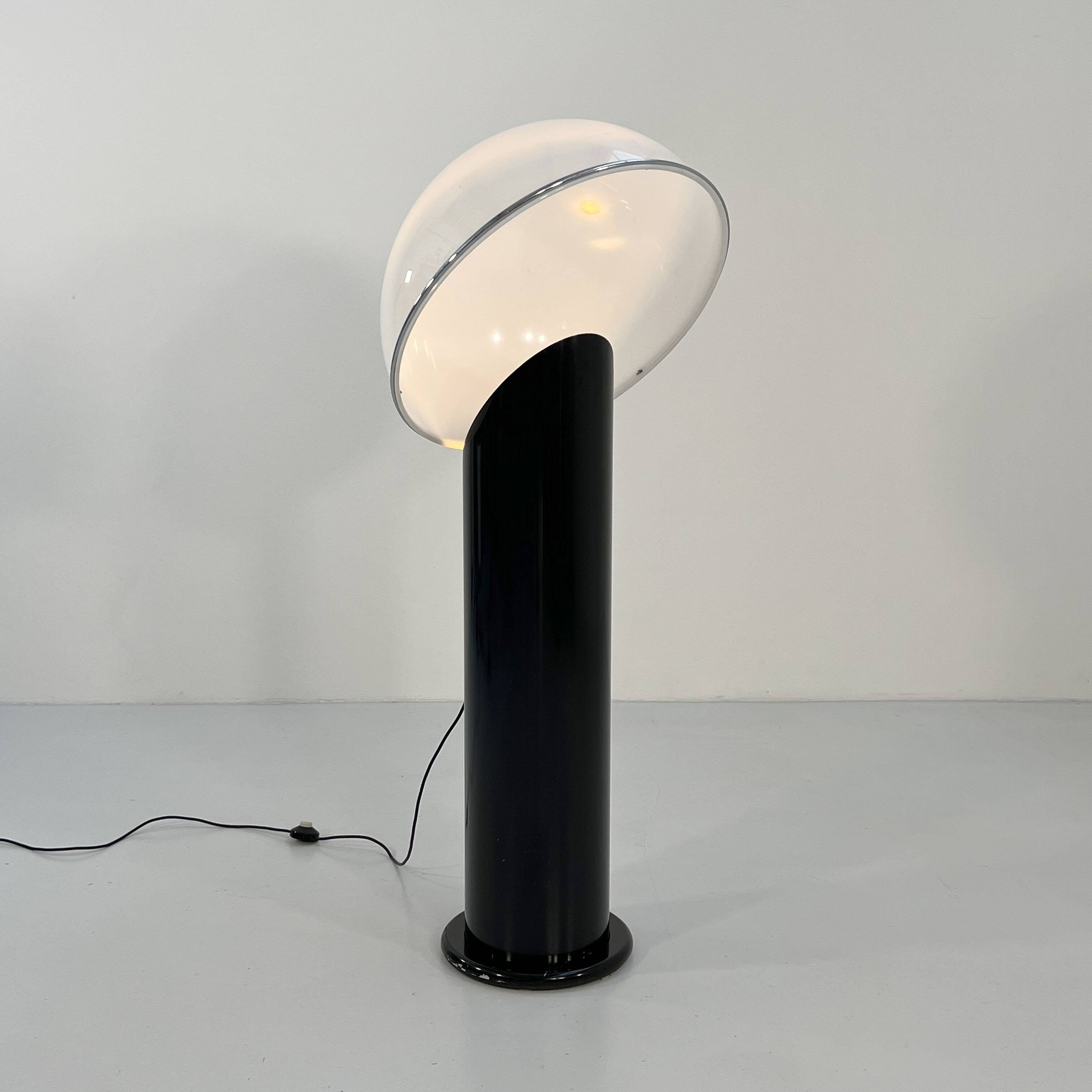 Black ciot floor lamp by ennio chiggio for lumenform, 1970