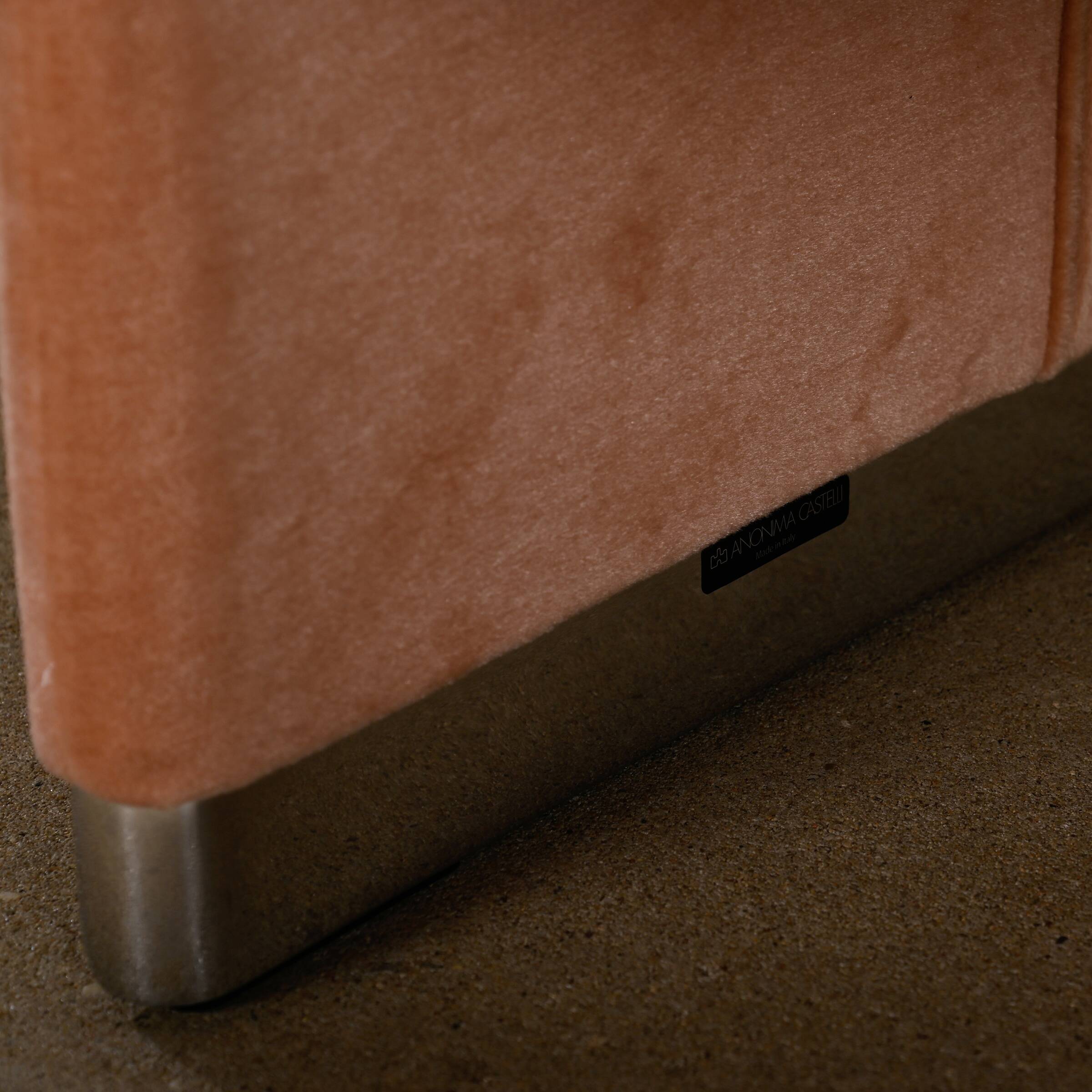 Giancarlo Piretti Alky Lounge Chair in Pink Velvet (Rose Dust) Fabric for Anonima Castelli