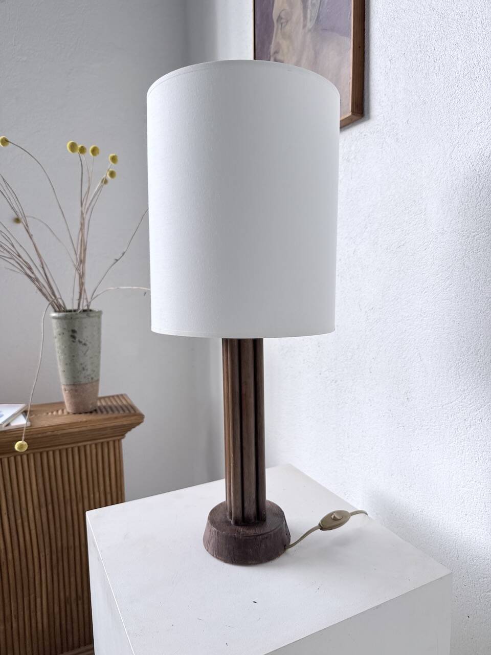 1940s Art Deco oak desk lamp
