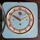 Horloge formica vintage pendule murale silencieuse carrée "SMI vert doré"