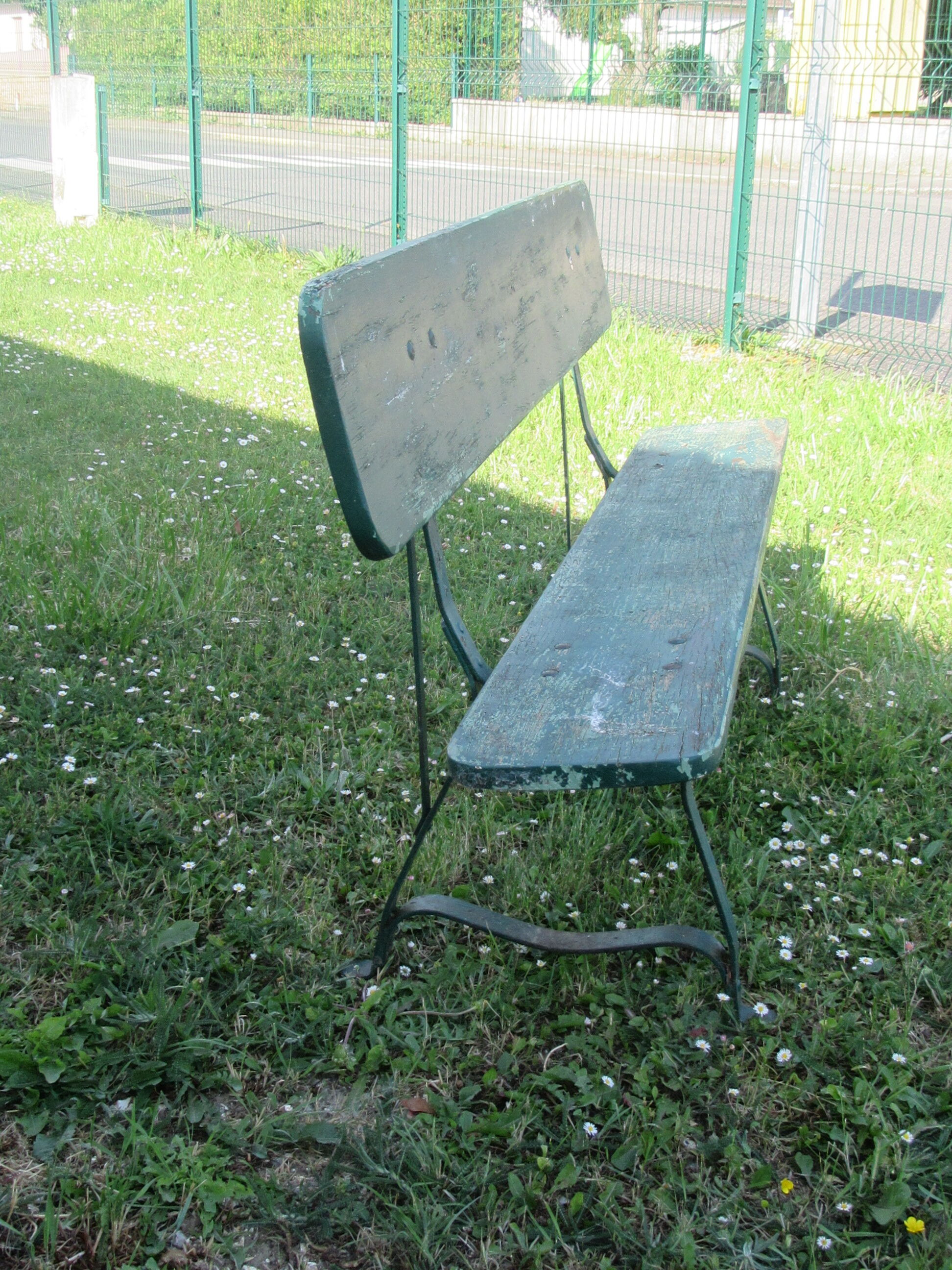 Wood and iron garden bench