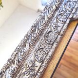 Large Napoleon III mirror, Louis XV / Rocaille style, silver leaf.