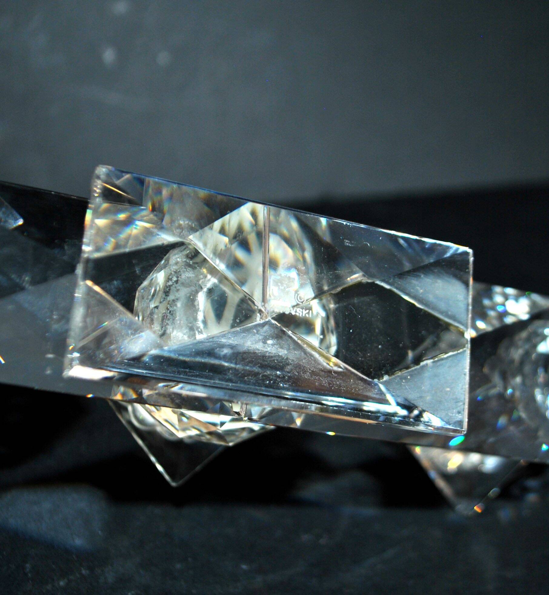 Swarovski candlestick in cut crystal signed sc swarovski design 1980
