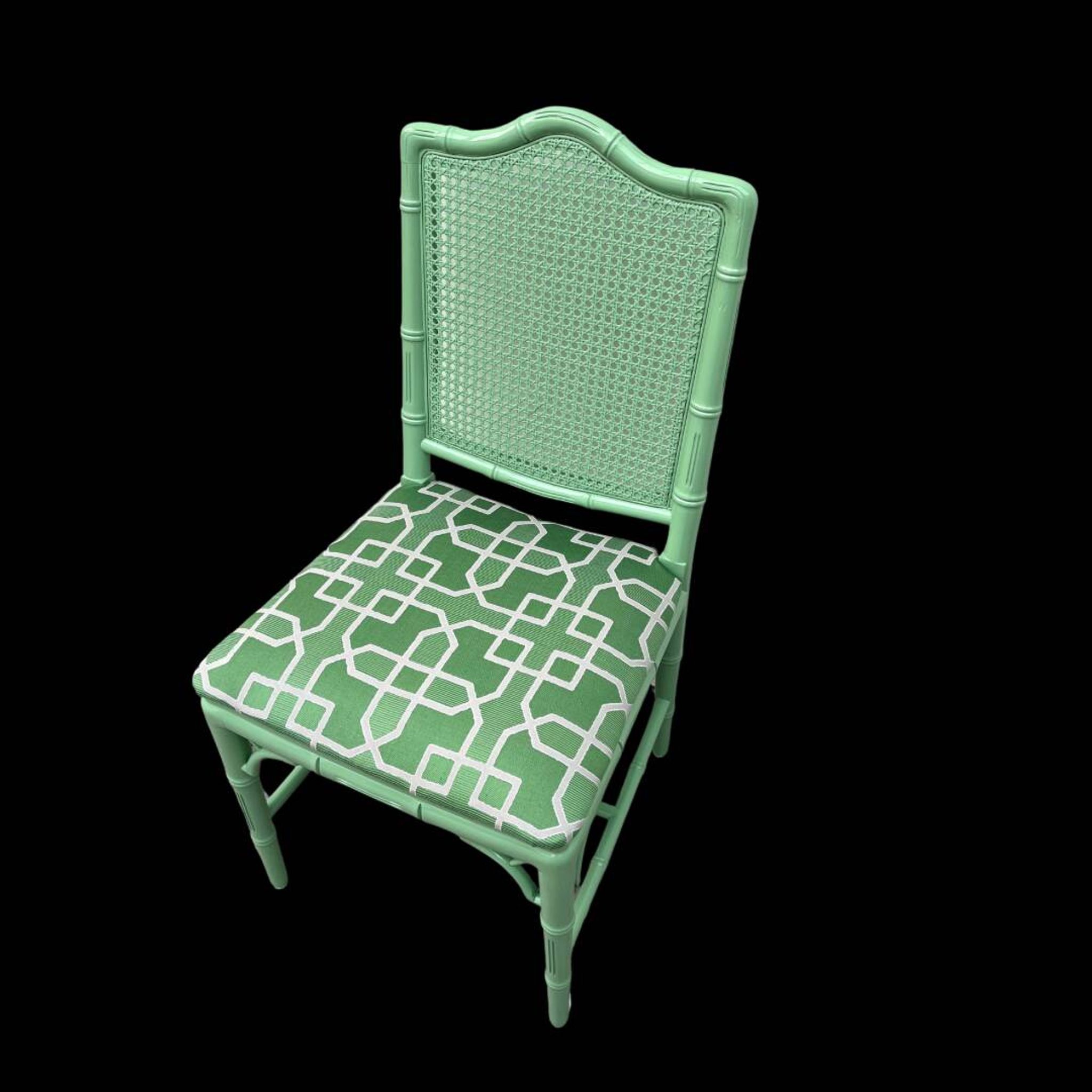 Chippendale Faux Bamboo Dining Chair with  Pierre Frey fabric