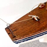 Borda wooden pond sailboat "Le Chat", navigable antique toy.