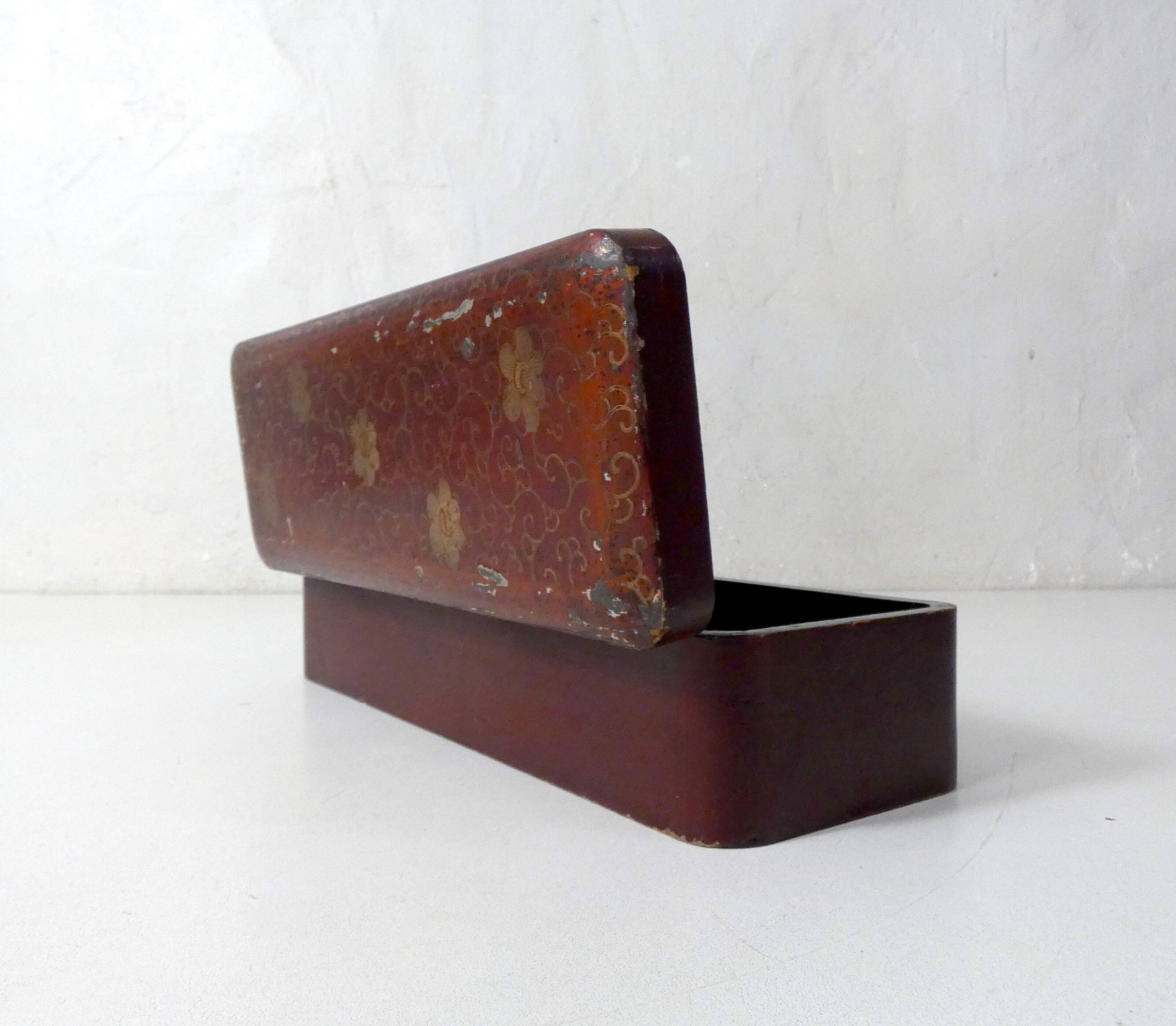 Antique orientalist art nouveau lacquered wooden box