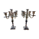 Pair candelabras in silvered bronze