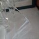Old engraved crystal champagne flutes