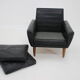 1960s black lether danish armchair