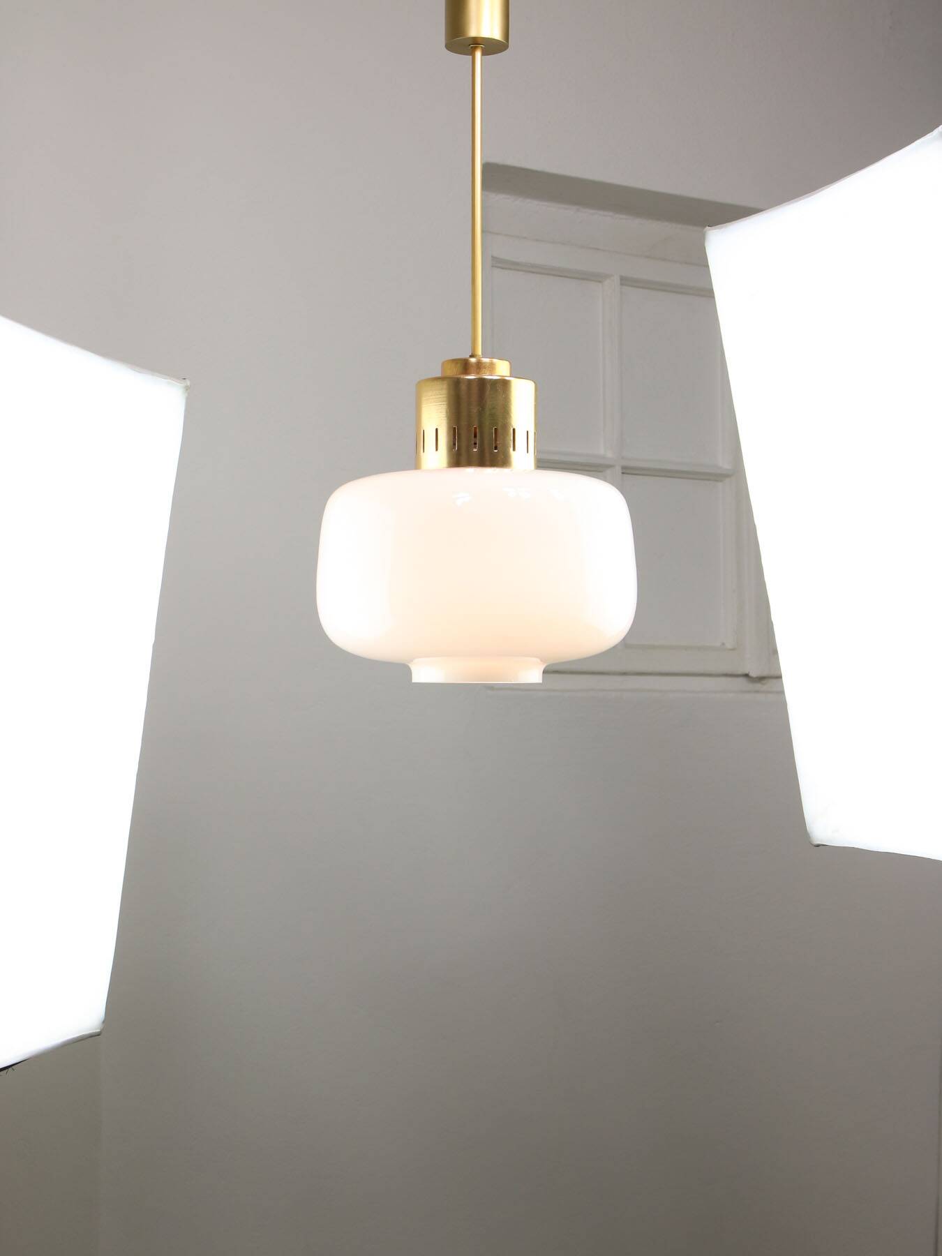 Pair of Mid-Century Opaline Pendant Lamps, 60s