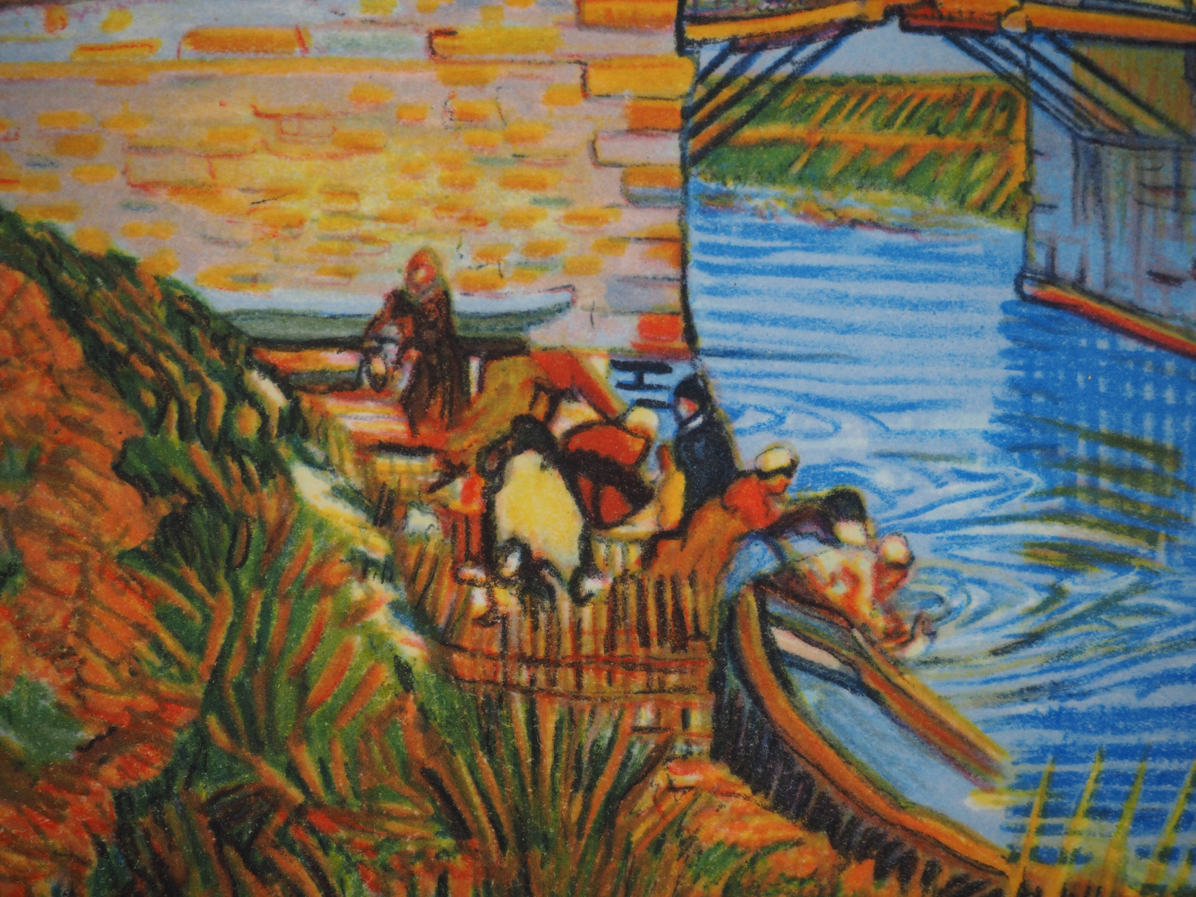 Vincent Van Gogh: The Langlois Bridge, signed lithograph