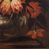 Paintings from the Lombard school of the 17th century, pair of still life with vase of flowers