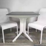 White woven resin garden chair