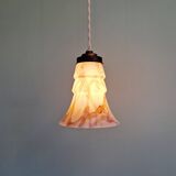 Art Deco pendant light in pink marbled opaline (4 available)