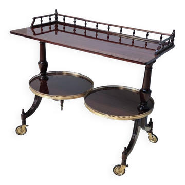 Walnut Serving Cart or Console Table with Two Sliding Shelves, Italy