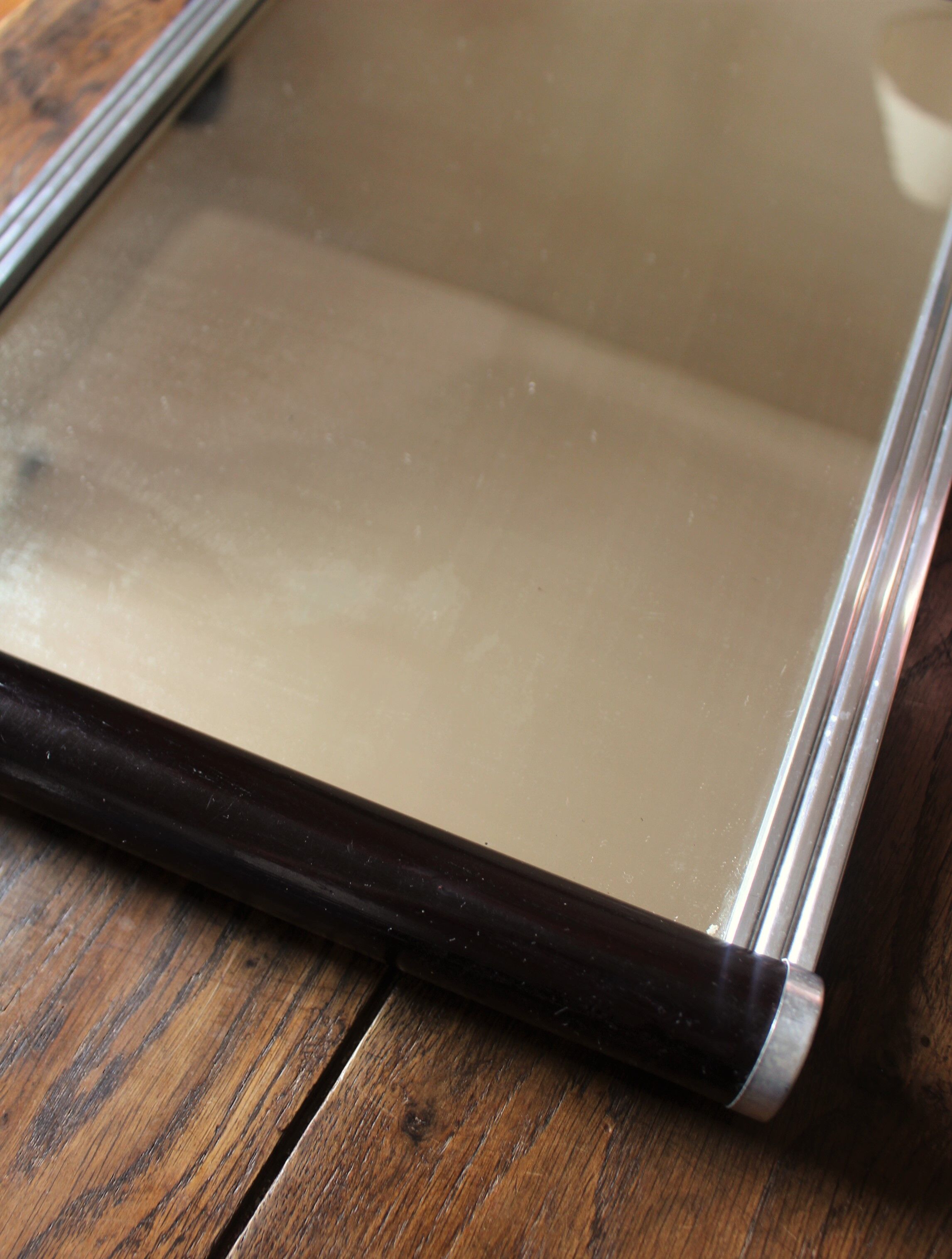 Vintage mirror top rectangle wood metal