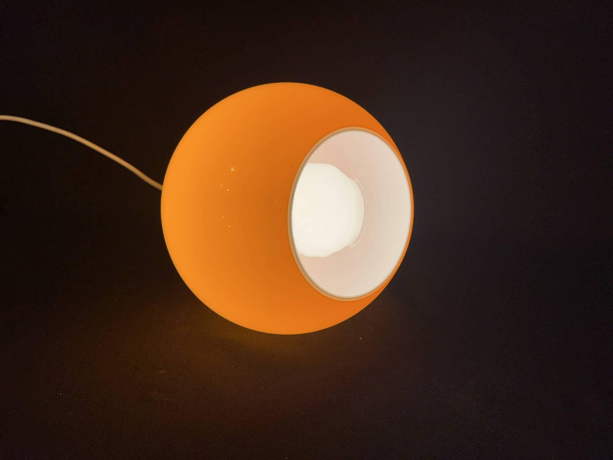 Suspension lamp Space Age 1970 vintage globe ball in orange opaline glass ceiling light chandelier