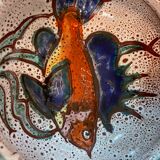 Vintage frying pan decorated with fish Vallauris