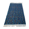 Tapis bleu à motifs berbères fait main 134x208cm