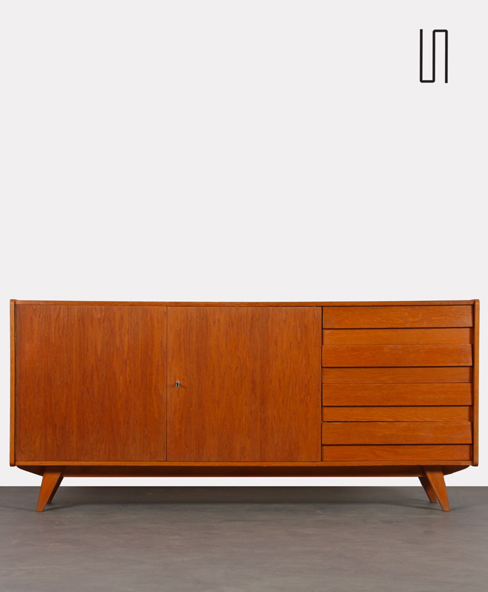 Wooden row by Jiroutek for Interier Praha, U-460, 1960