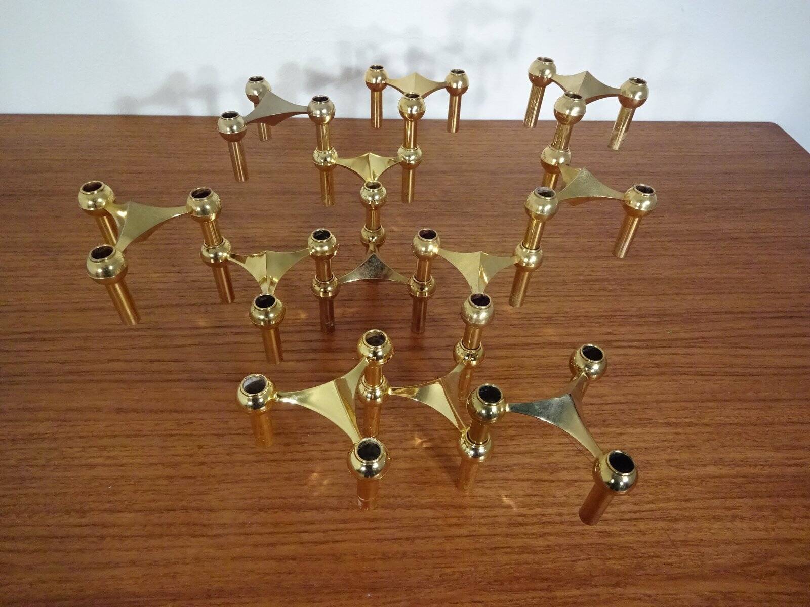 Gold-Plated Candleholders by Ceasar Stoffi & Fritz Nagel for BMF, 1960s, Set of 12