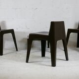 Set ode 3 chairs and 1 coffee table, fiberglass, chocolate color, France, cira 1970