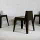 Ensemble ode 3 chaises et 1 table basse fibre de verre, couleur chocolat, France, cira 1970