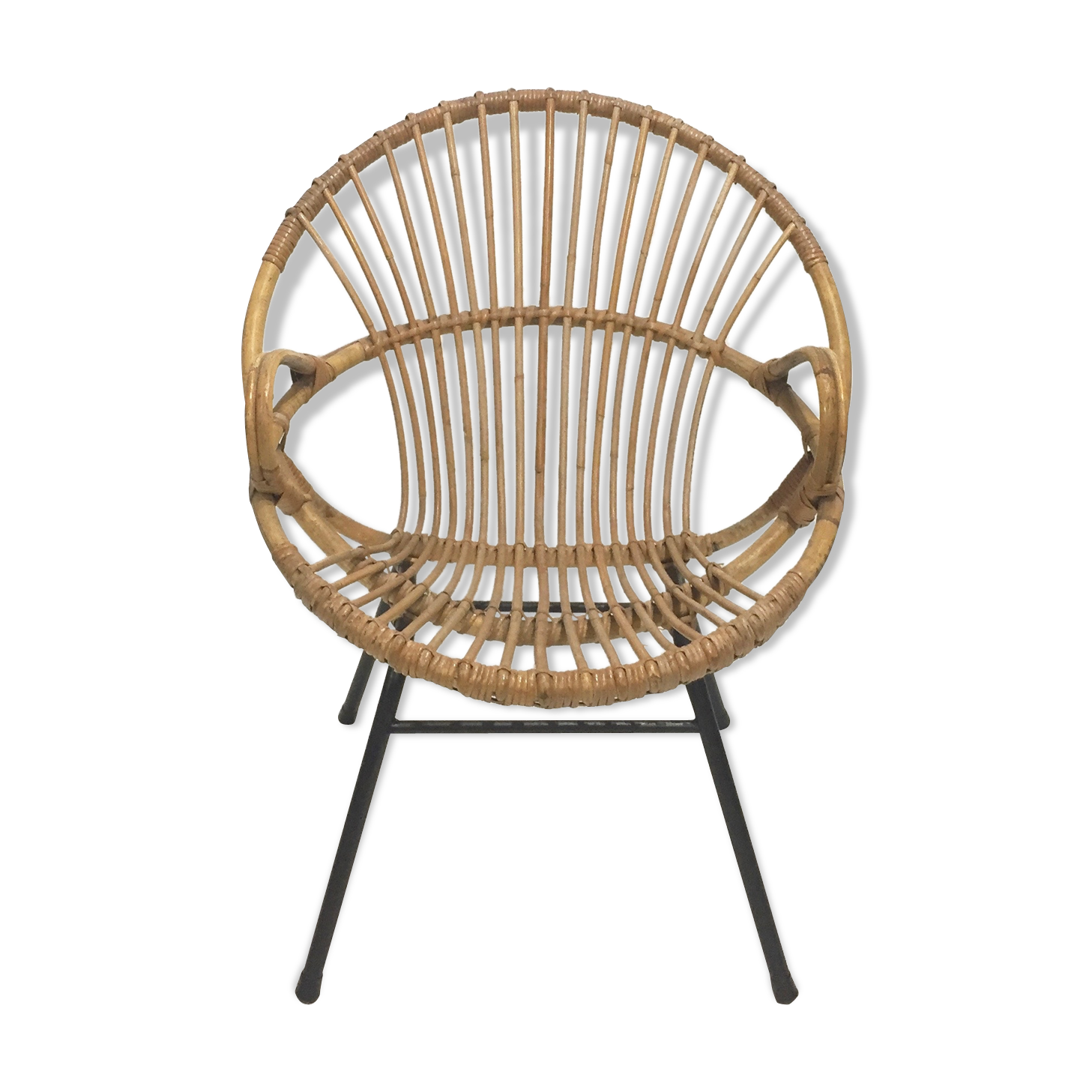 Fauteuil rotin coquille