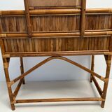 Coiffeuse bureau en rotin et bambou vintage