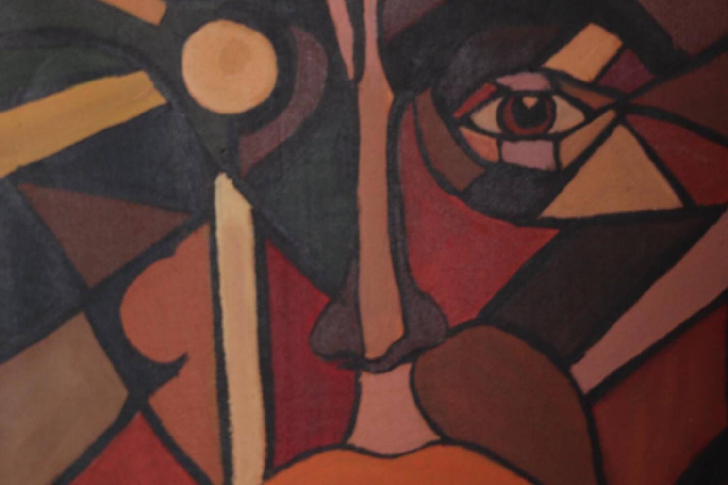 Huile sur toile scandinave originale – “Visage” – TNX 88 cadre vintage
