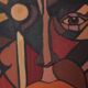 Huile sur toile scandinave originale – “Visage” – TNX 88 cadre vintage