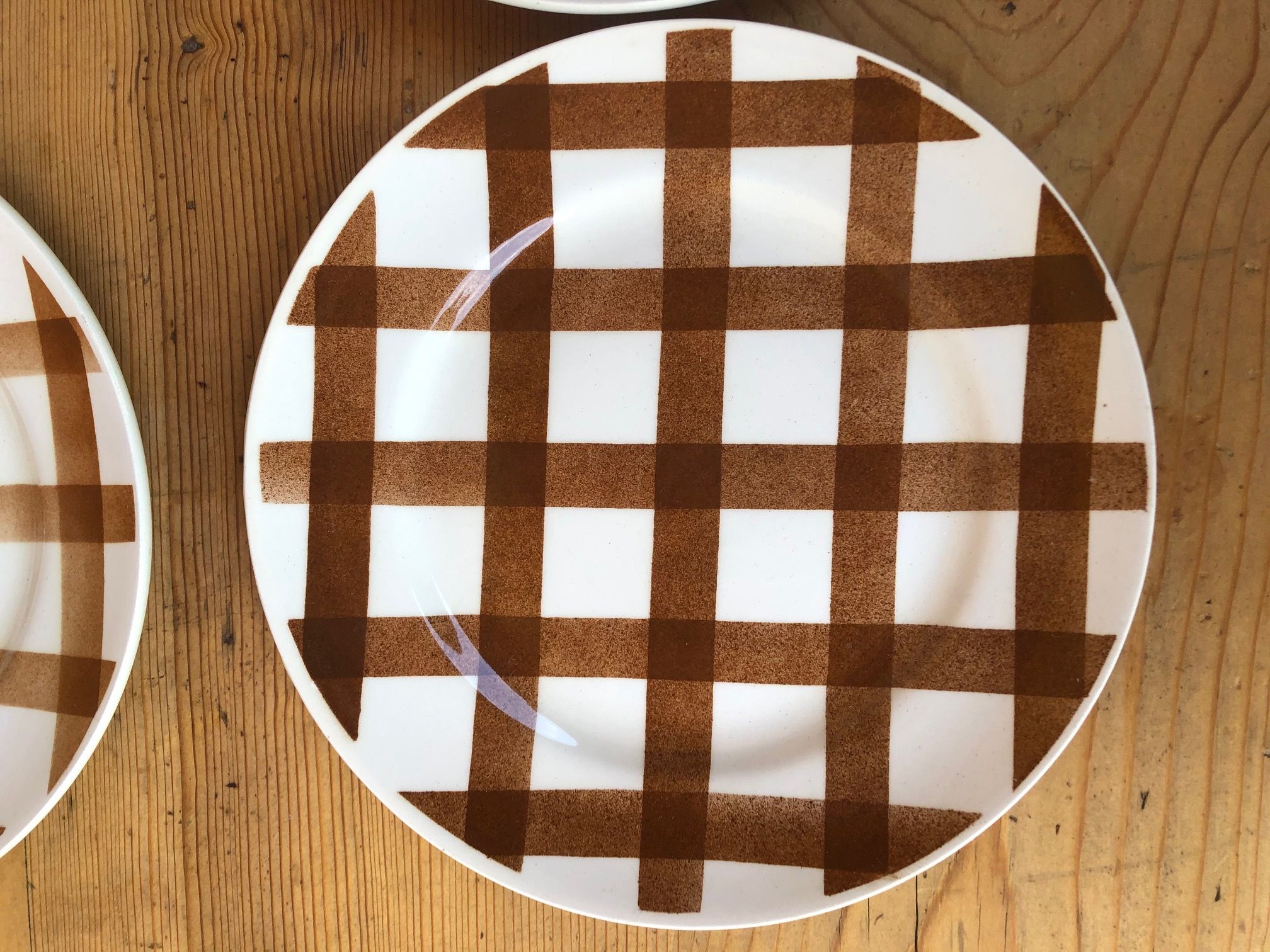 Set of 6 plates to desert Moulin des loups model tablecloth 50s/60s.