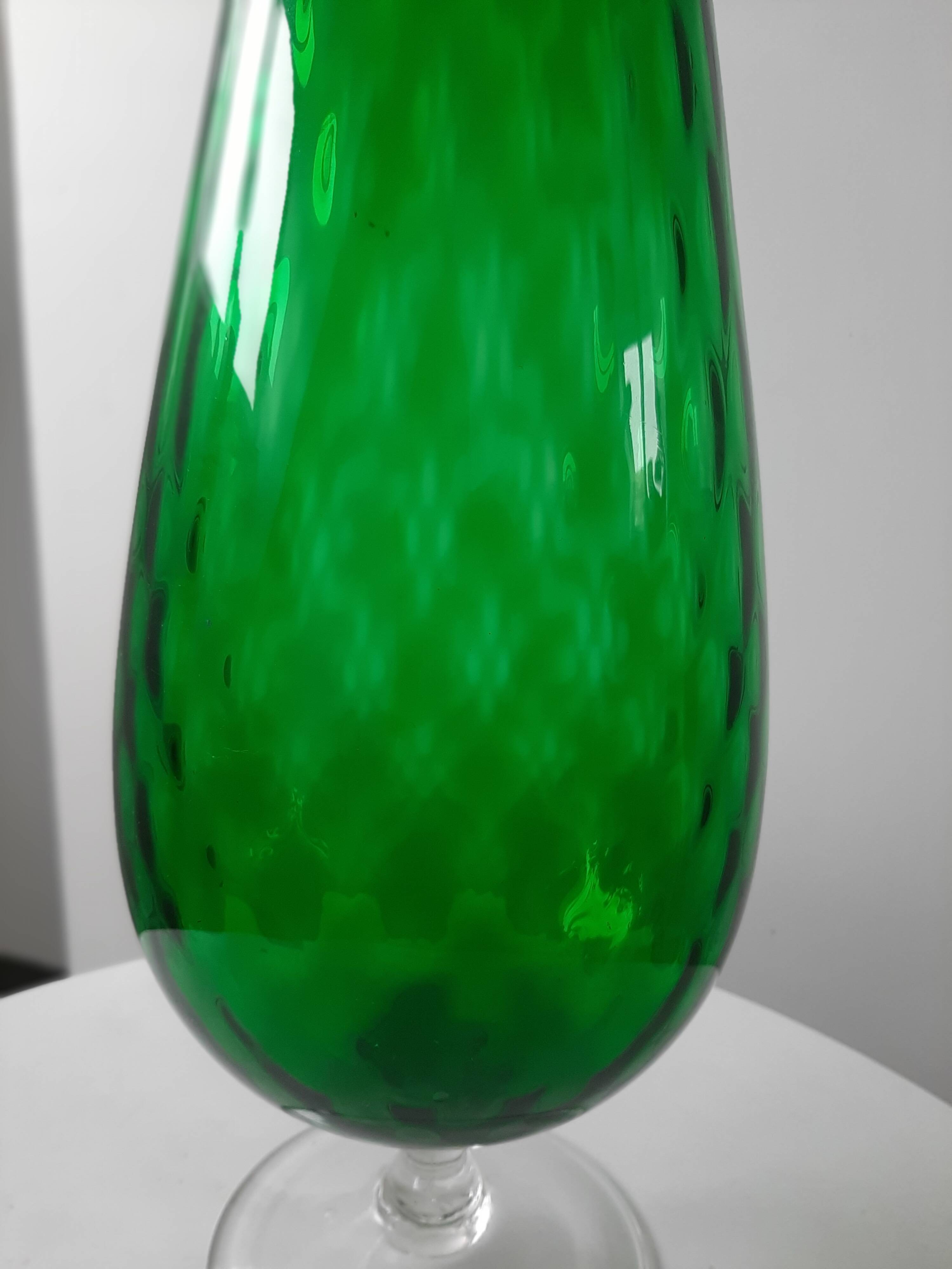 Italian vase in green blown glass