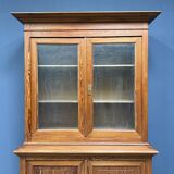 Armoire d'école en pin belge avec vitres nervurées