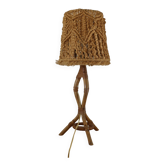 lampe rotin tripode et abat-jour corde