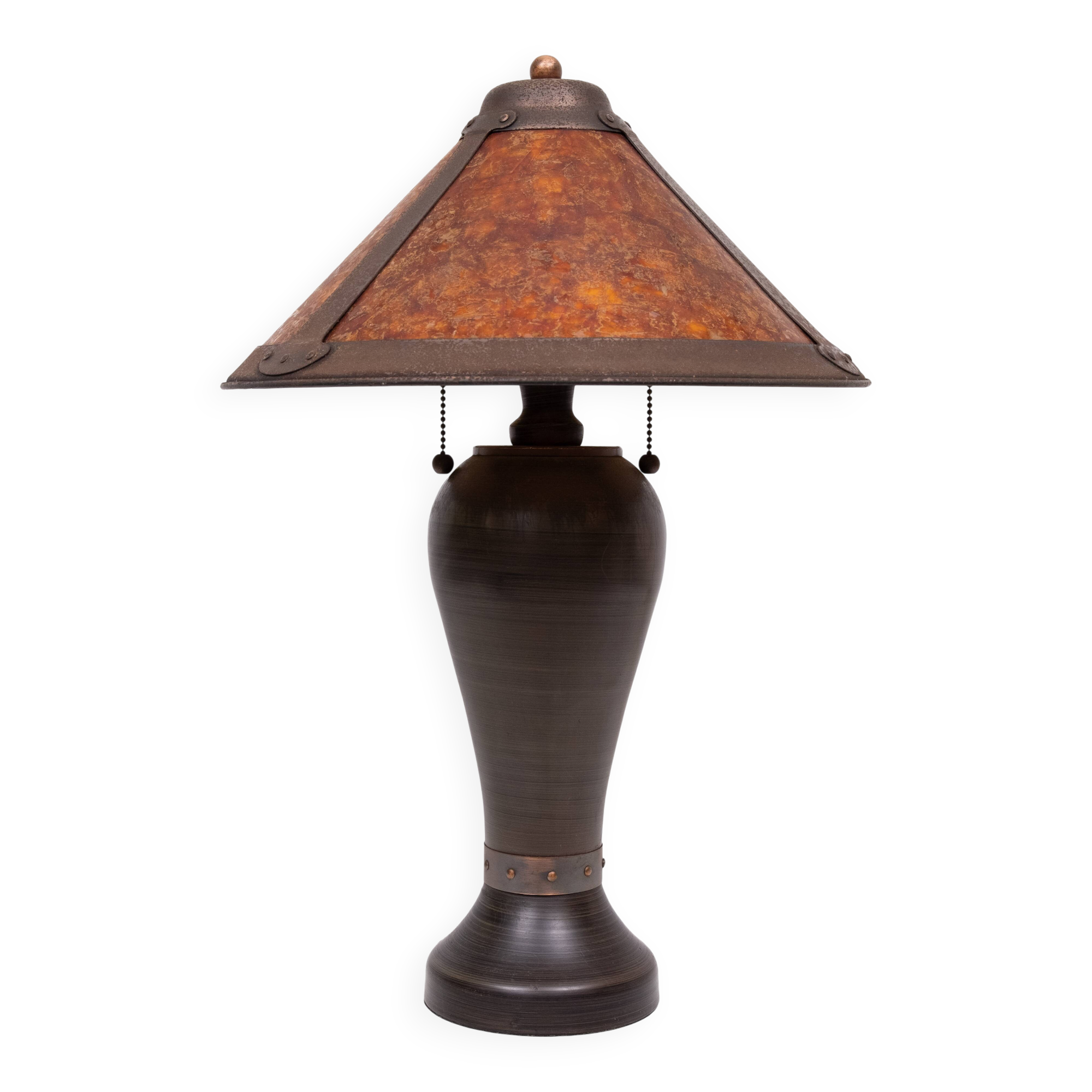 Vintage Dirk van Erp Style Arts & Crafts Copper & Mica Table Lamp 20th Cent