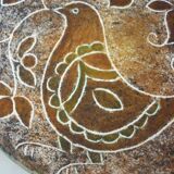 Enamelled ceramic plate, signed Bernard Buffat design from the 60s/70s