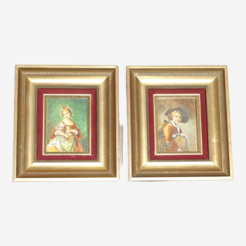 Pair of portrait miniature painting