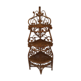 Étagère d'angle rotin peacock vintage