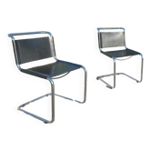 Paire de chaises en cuir  noires de Bersanelli modele Spoletto