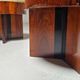 Art Deco stools in walnut and floral printed fabric, Italy.