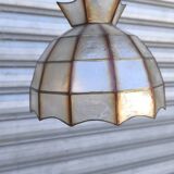 Mother-of-pearl and brass pendant light from the 1950s