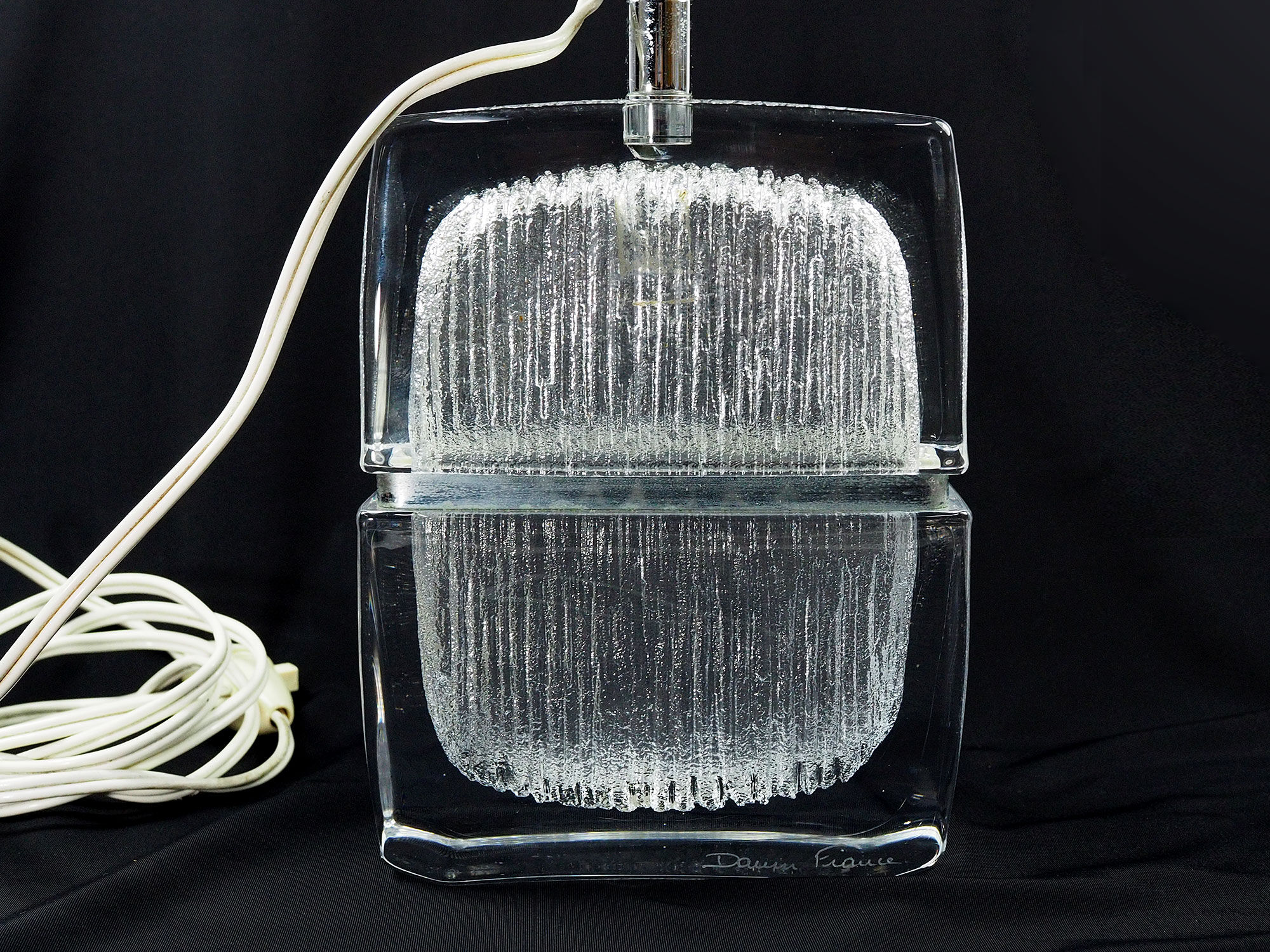 Daum France Mid-Century Crystal Table Lamp-1960s