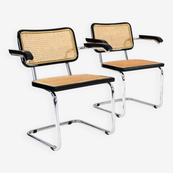 Set of Two Mid-Century Italian Modern Marcel Breuer B64 Cesca Chairs, 1970