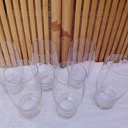 6 large old orangeade glasses - engraved crystal base, typical of the 1930s