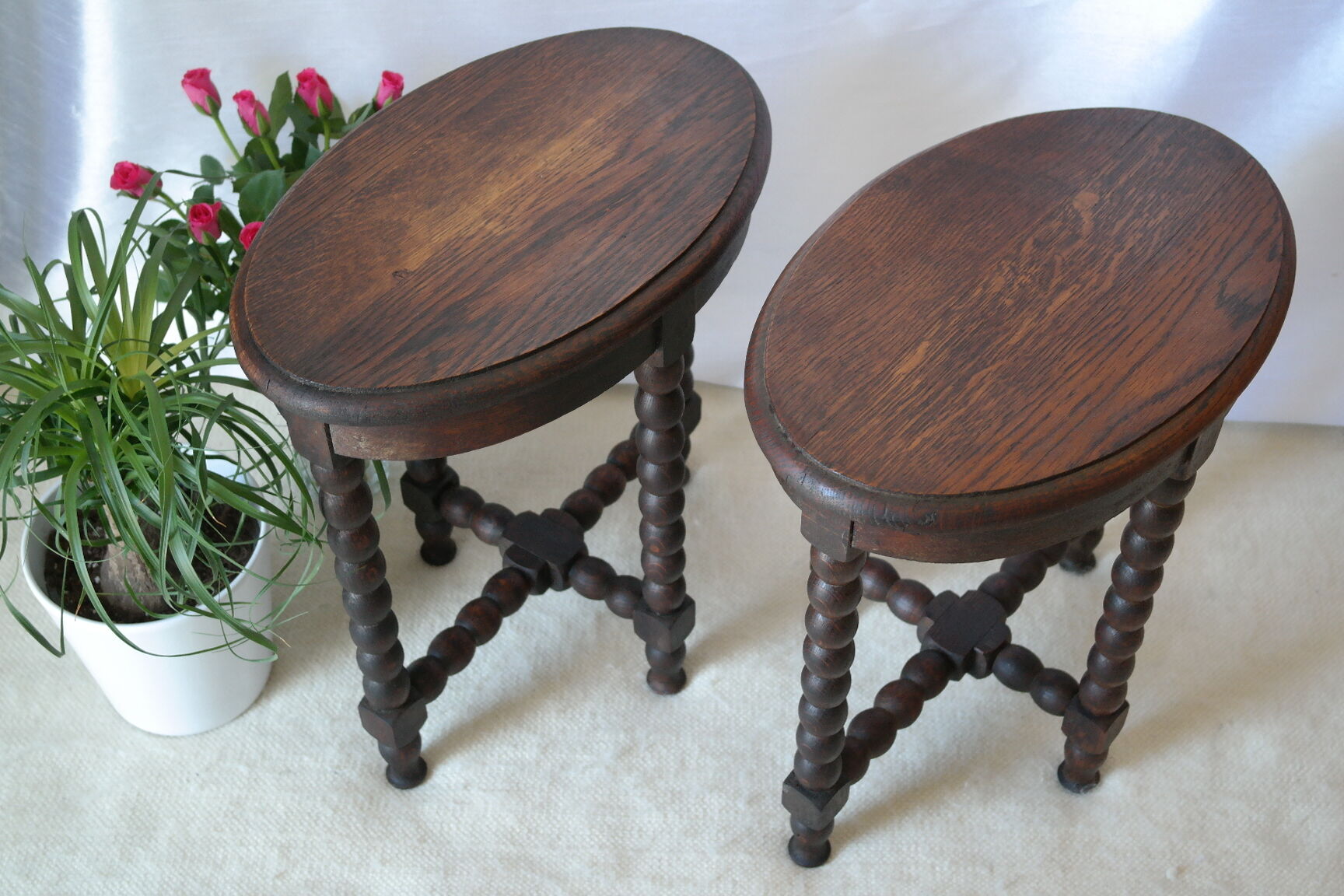 Old pearl oak saddle in Louis XIII style