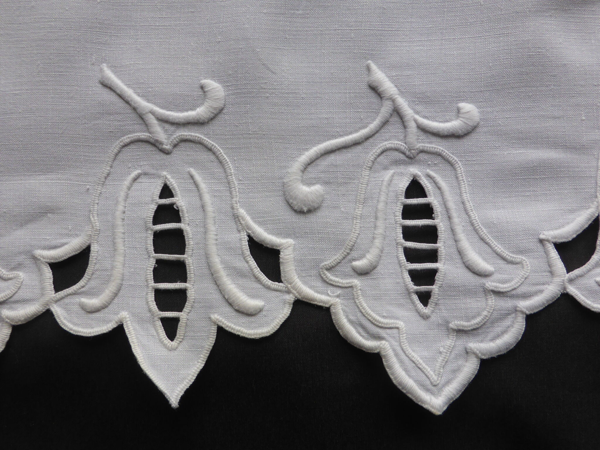 Old sheet in white linen thread